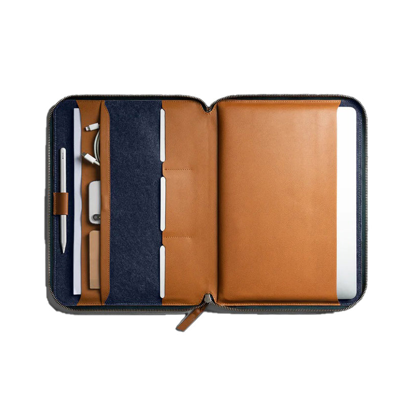Leather Shockproof Business Padfolio Document Organizer Laptop Sleeve Briefcase