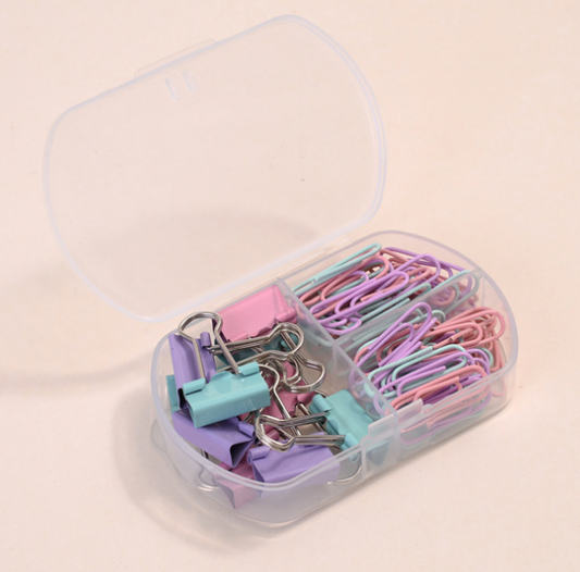 Mini Stationery Set Plastic Push Pins With Paper Clips