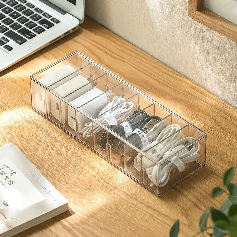 Transparent Portable Plastic Rectangle Desk Drawer Accessories Organizer Charger