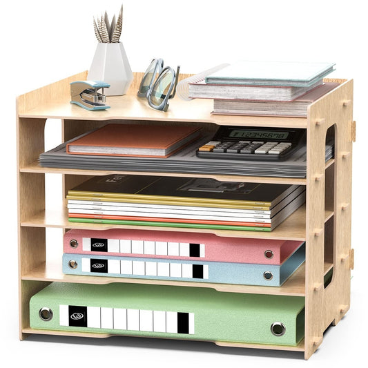 Wooden Diy Desktop File Tray Organizer 4 Tier Creative