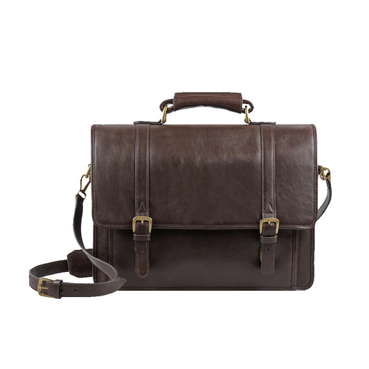 Briefcase Leather Laptop Compartment Multi Function Design For Business Professionals