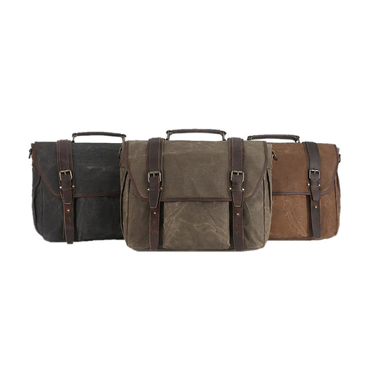 Vintage Handmade Waterproof Canvas Briefcase Business Laptop Carry Bag